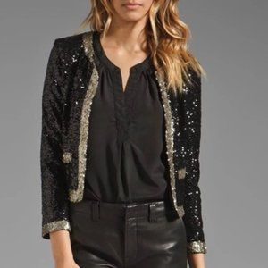 LOVERS + FRIENDS Sequin Excusez Moi Jacket blazer black gold small